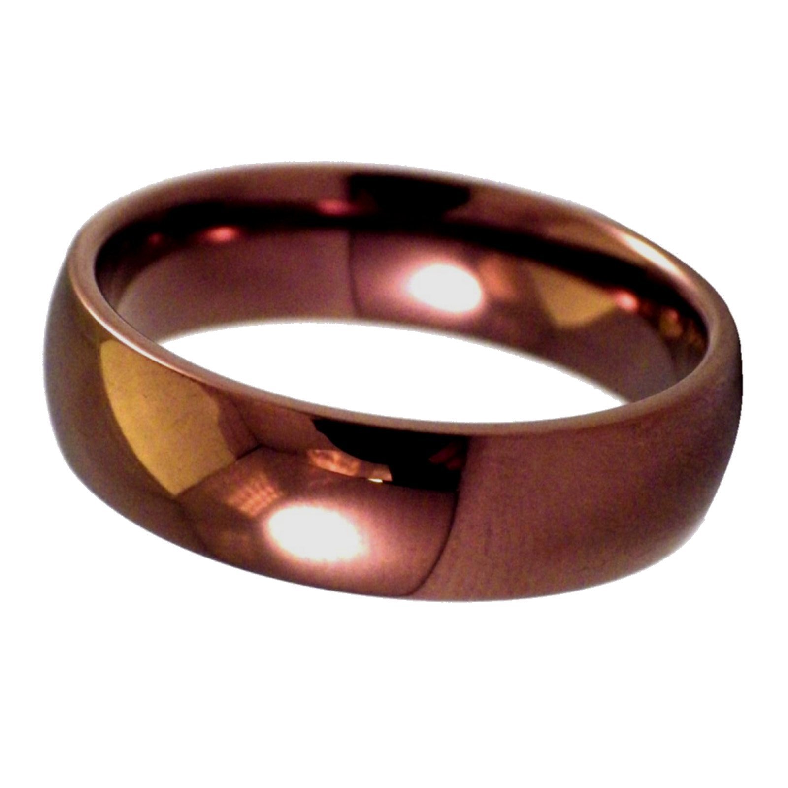 Coffee Ring Mens Womens Copper Color Stainless Steel Wedding Band Sizes 3-16 6mm