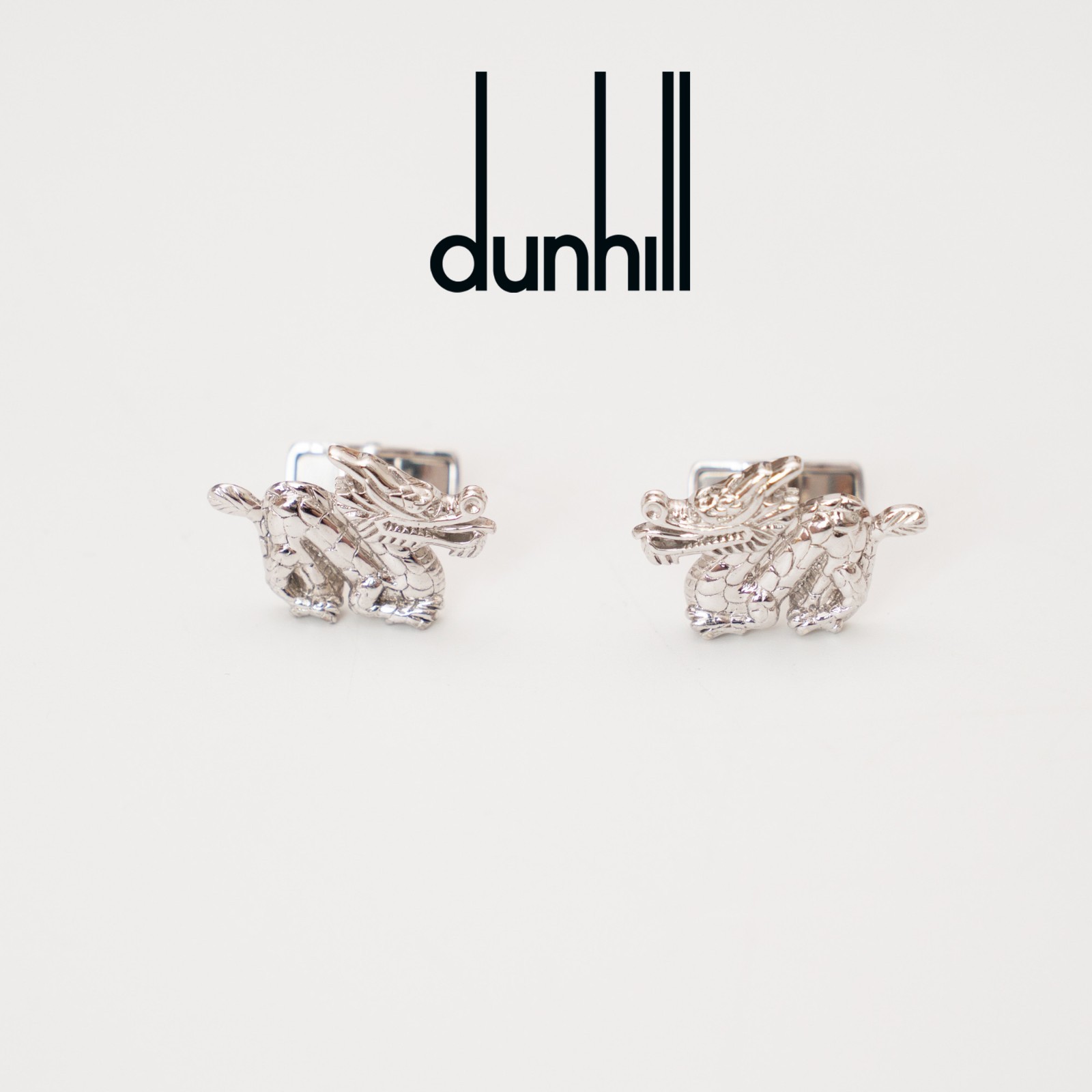 dunhill Cufflinks — Eastern Dragon Motif — Sterling Silver 925 — Hallmarked —