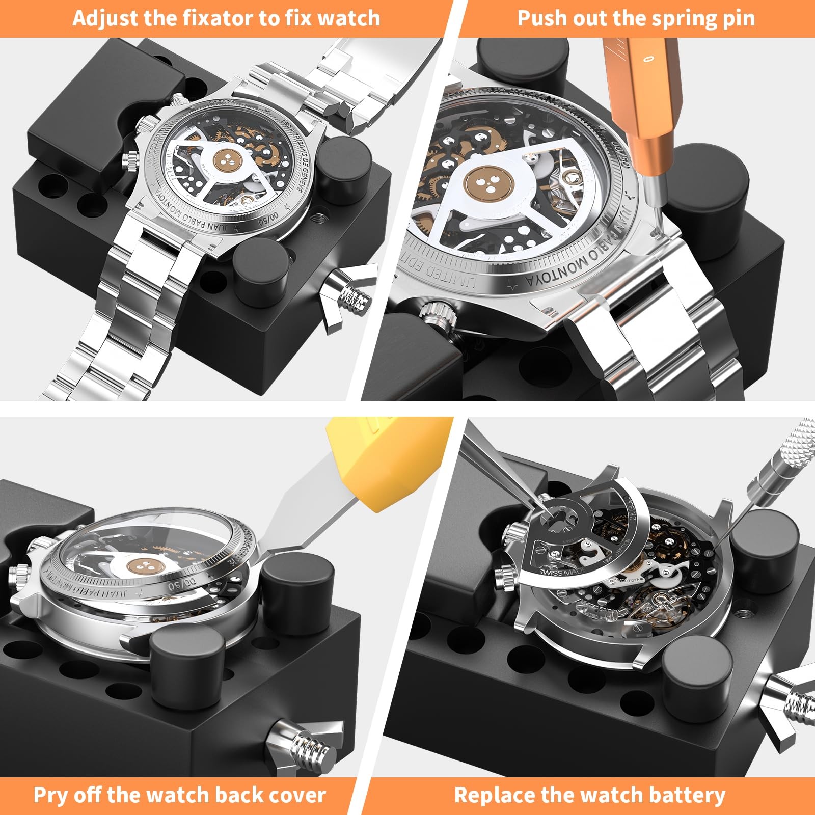Watch Link Removal Kit, BYNIIUR Repair Case Opener Black