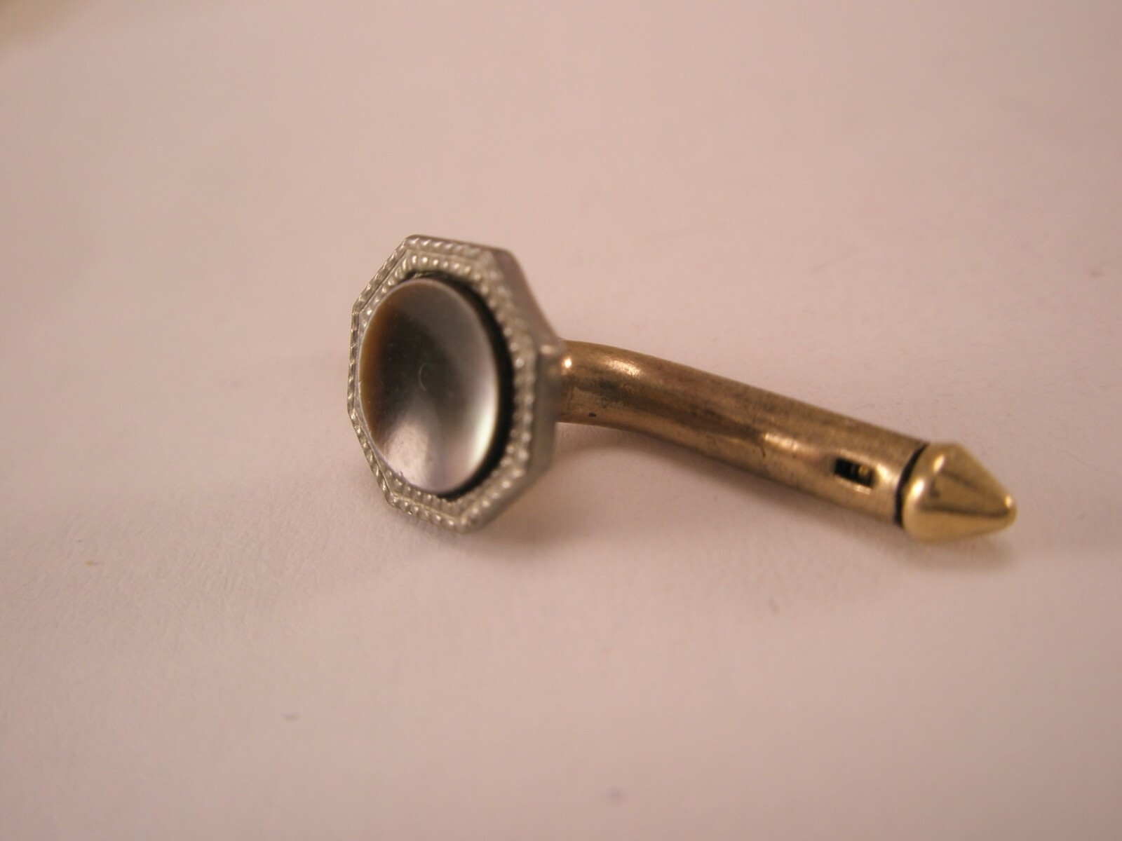 SINGLE (1) 5/16″ Octagon MOP Larter & Sons RGP Vintage Formal Tux Prom Stud c108