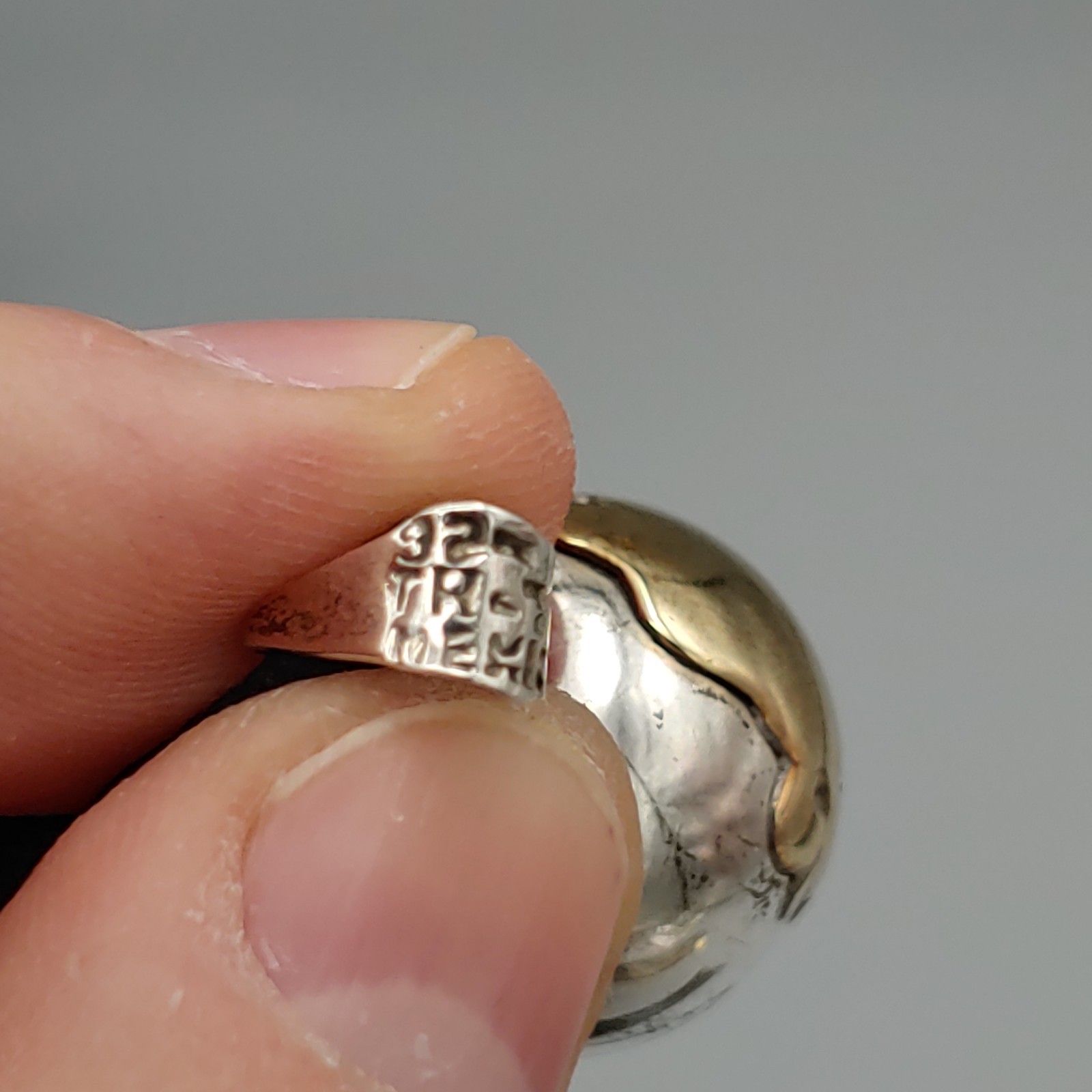 VTG Taxco TR-77 Mexico Sterling Silver .925 and Brass Earth Harmony Spin Pendant