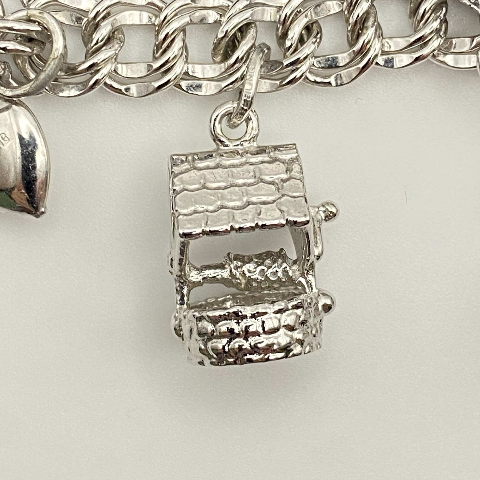 Vintage 70’s Sterling Silver 7″ Variety Charm Bracelet Double Link Safety Chain
