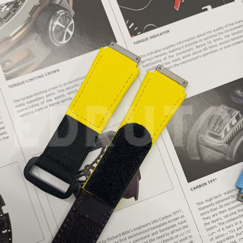 Replacement Yellow Hybrid Strap Watch Band Fits Richard Mille RM010 RM029 M size