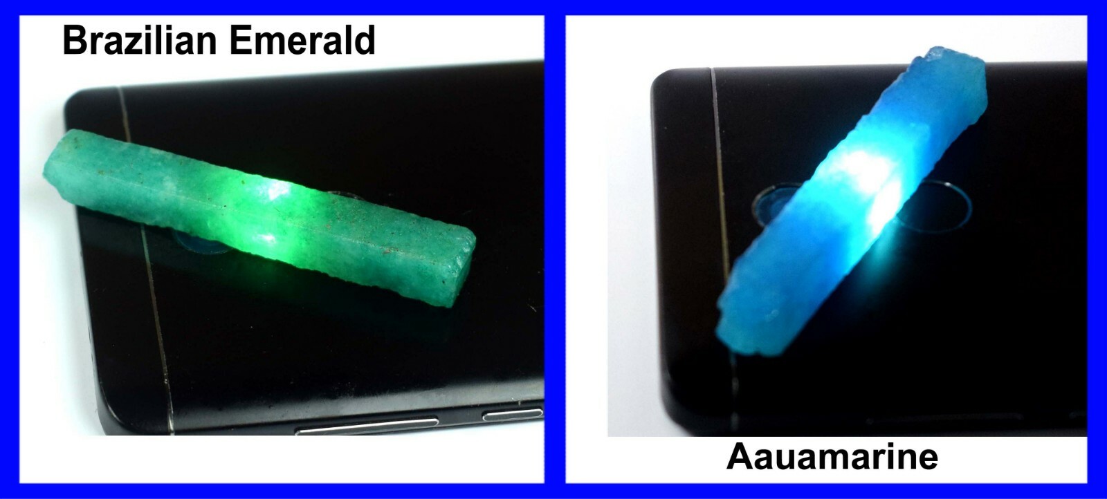 Emerald & Aquamarine Gemstone Slice Rough Pair 120 Ct Natural Brazilian AD250