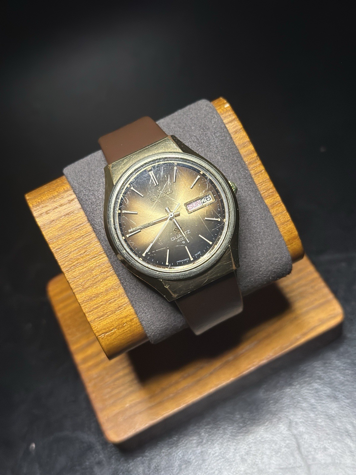 Vintage Seiko 0903-7019/ 4004. New Battery/ New Brown Leather Strap.