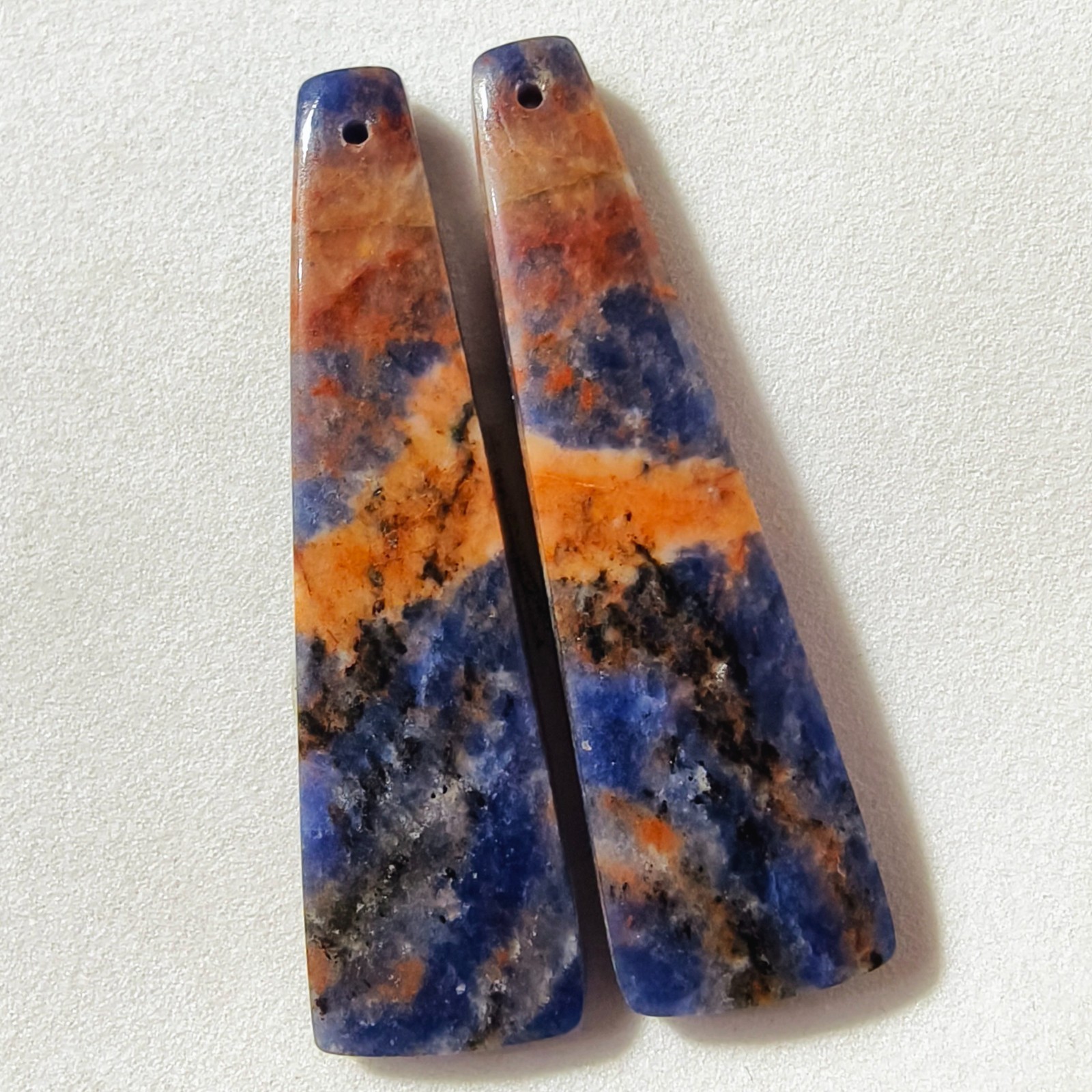 38 Cts Natural Sodalite Drilled Match Pair Cabochon Gemstone 43 X 12.2 MM