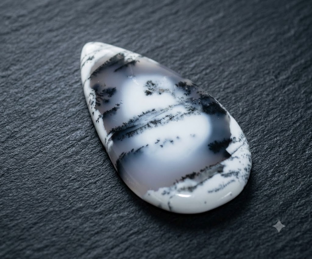69 Cts.-Dendrite Opal Pear “56x28mm” 100% Natural Cabochon Gemstone-A788