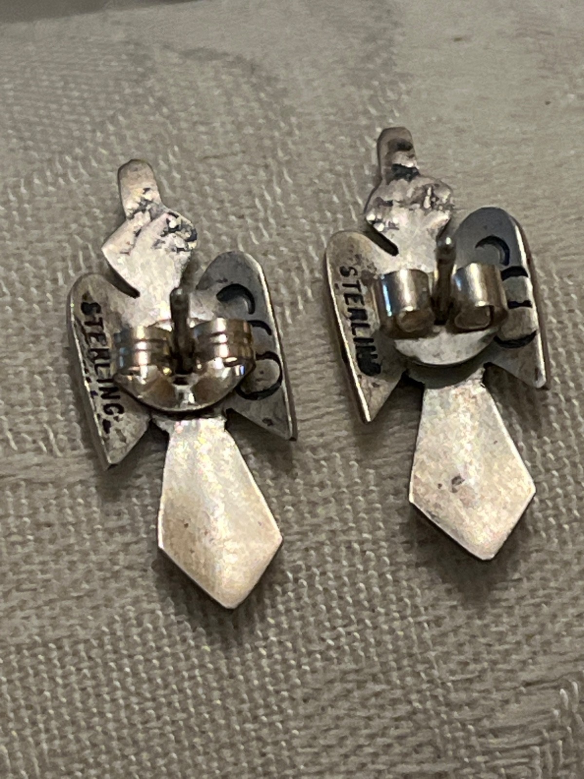 Old pawn Tommy Singer sterling turquoise chip peyote bird studs 101225eCHZGI