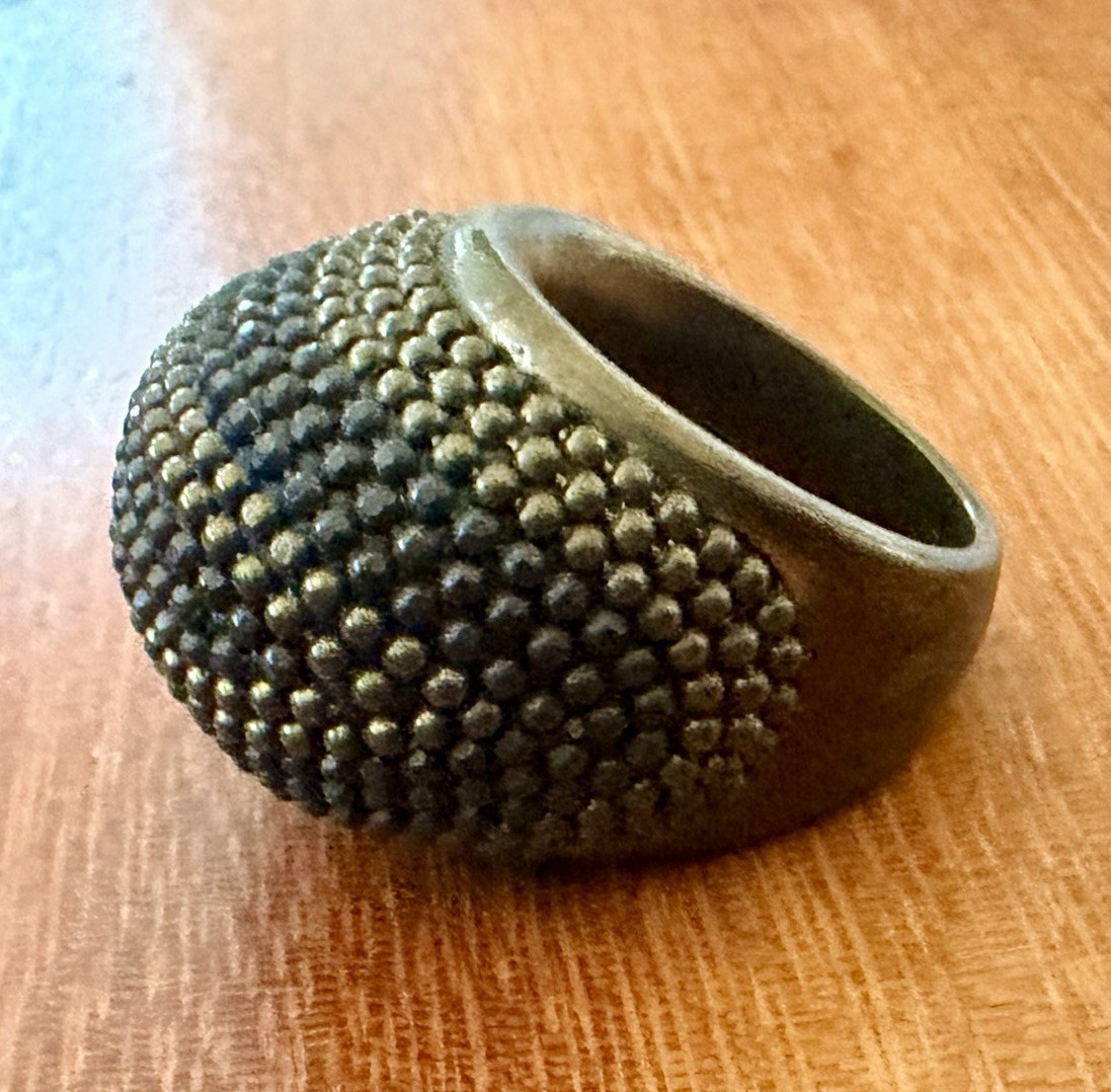 Vintage 90’s Textured Chunky Wide Bronze/Brass Dome Band Statement Ring