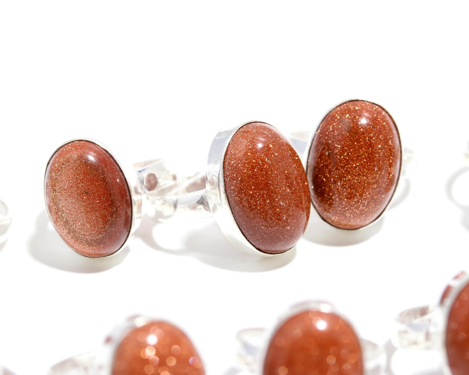 Red Goldstone Gemstone Wholesale Rings Lot 925 Sterling Silver Hadnmade Jewelry