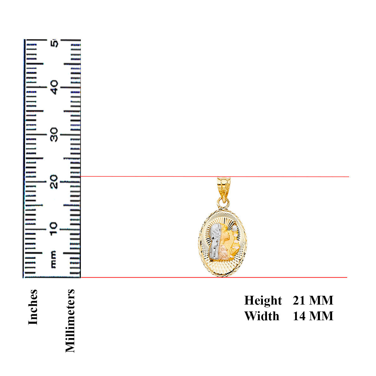 14K Tri Color Gold Diamond Cut communion Stamp Religious Gold Pendant