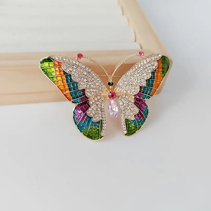Fashion Luxury Colorful Rhinestone Butterfly Brooches for Women Insect Brooch