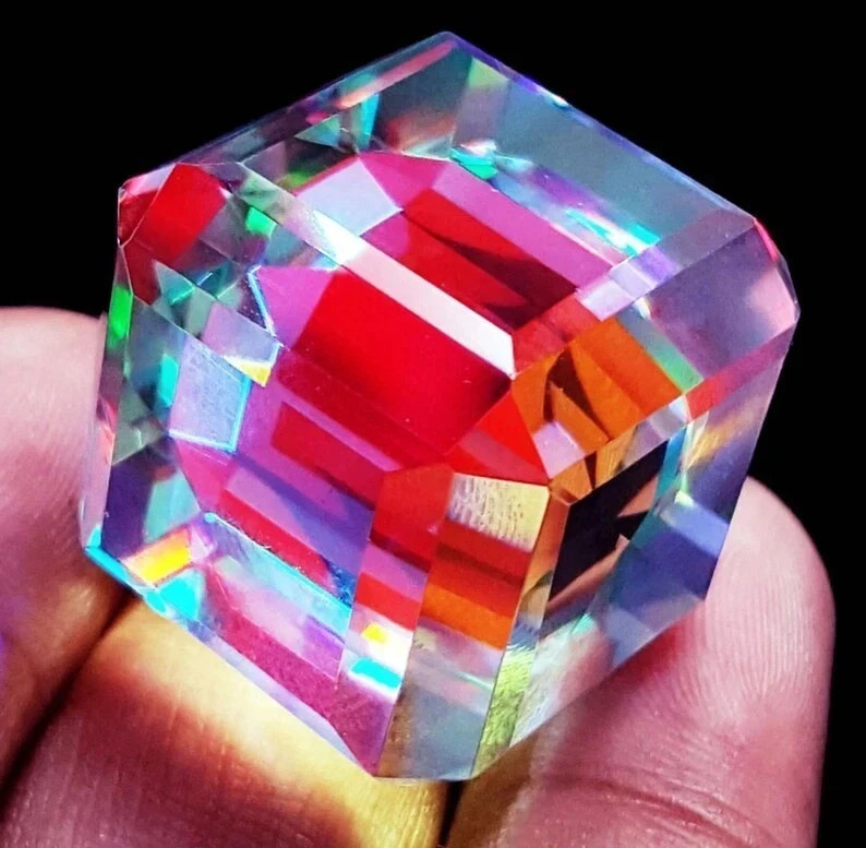 101 CT Rainbow Color Mystic Topaz Cube Cut Stunning Certified Loose Gemstone