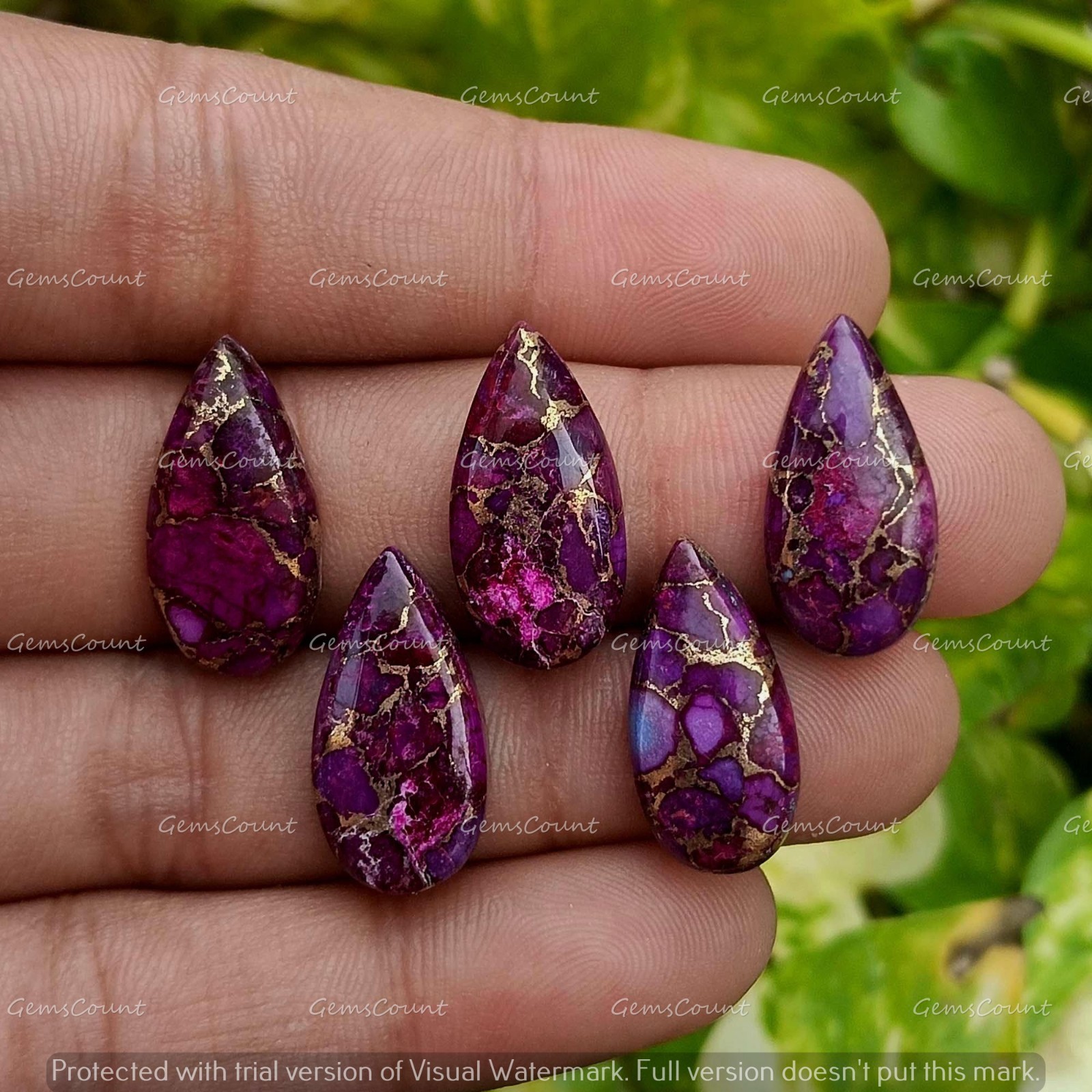 Natural Purple Copper Turquoise Long Pear Loose Cabochon Gemstone 5x10mm-15x30mm