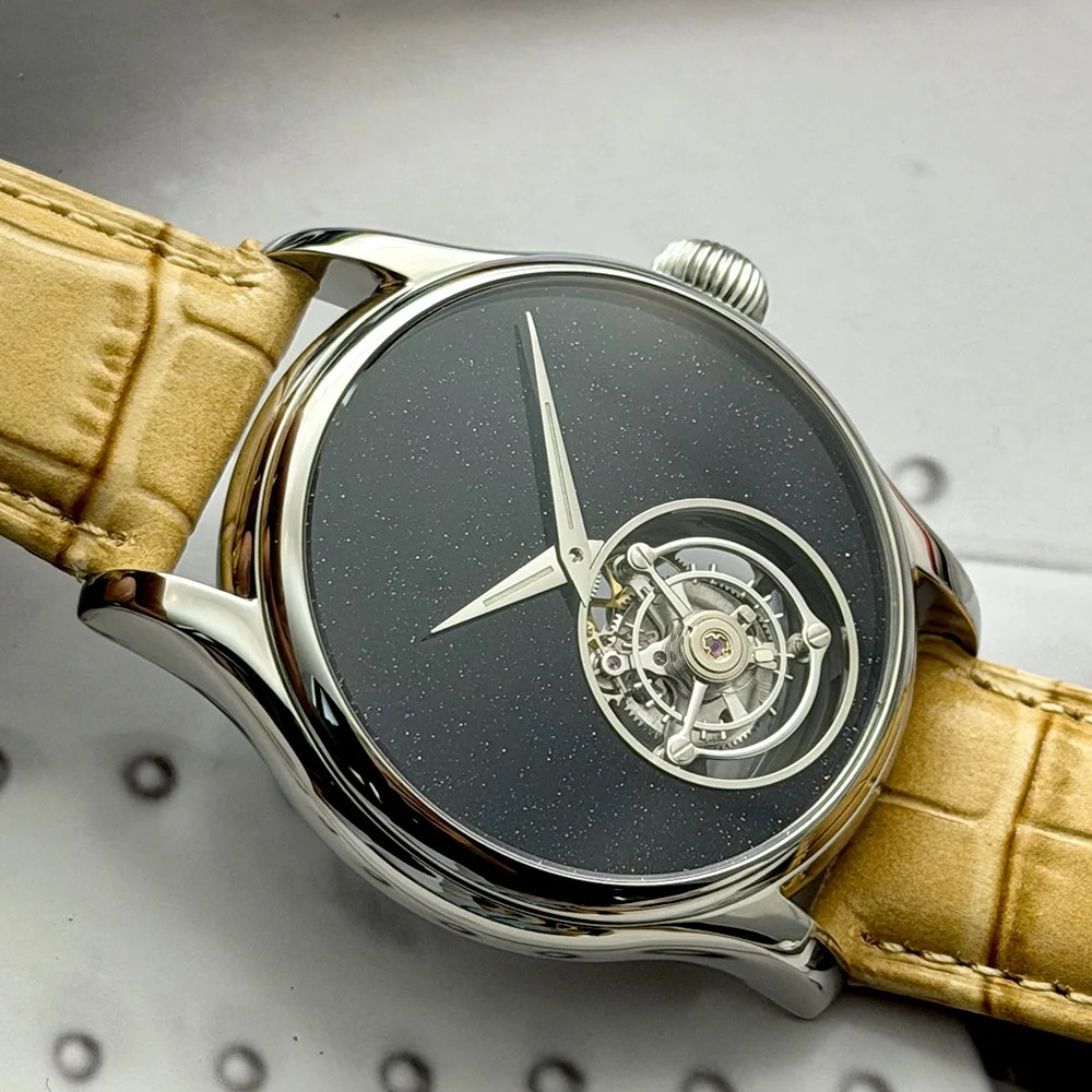 Merkur 100% Tourbillon Watch Men’s Natural Stone Dial Malachite Sapphire Watch