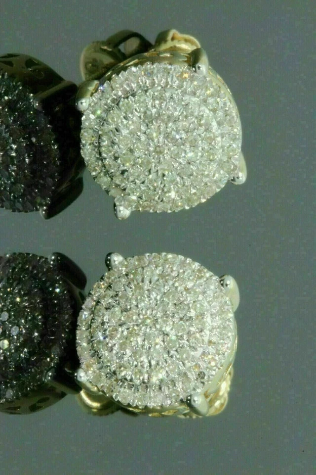 Men’s Women’s 14K Yellow Gold Over 2Ct Lab-Created Diamond Cluster Stud Earrings