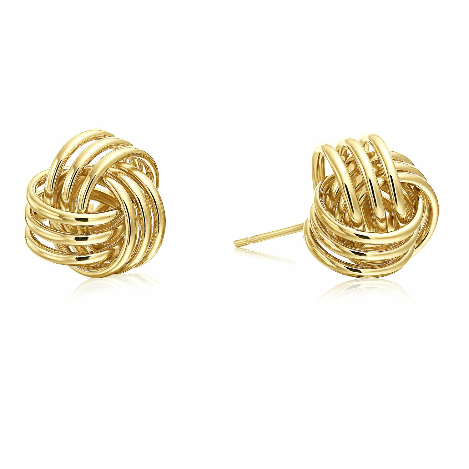 14K Real Solid Gold Polished Love Knot Sleeper Studs Earrings Push-back 11mm