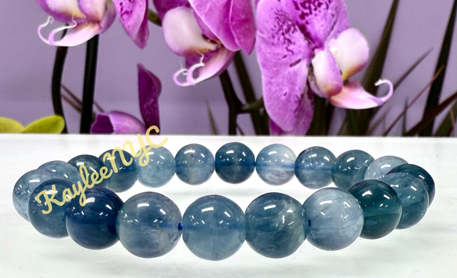 Wholesale 6 Pcs Natural Blue Fluorite 10mm 8” Crystal Healing Stretch Bracelet