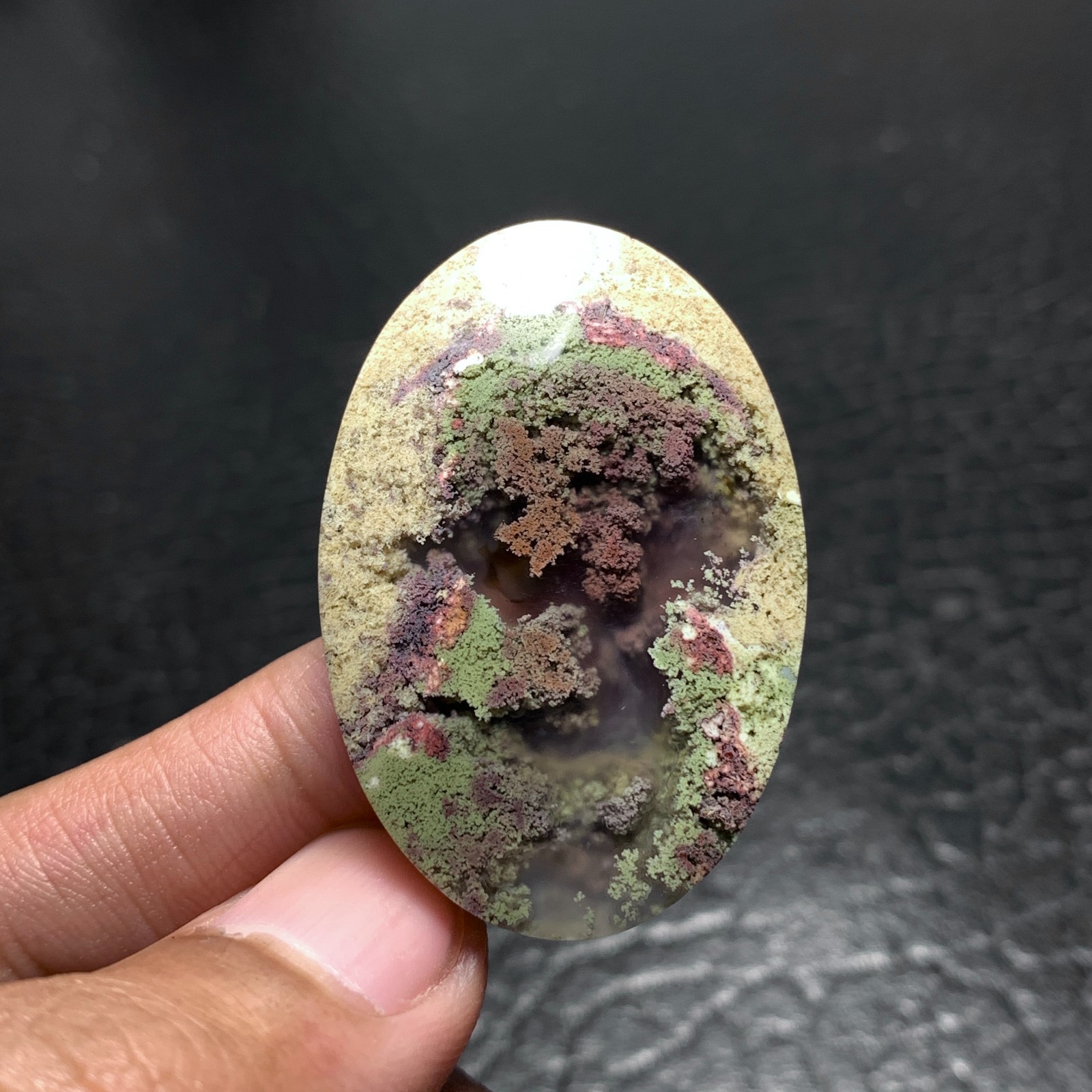 Scenic Moss Agate Cabochon 40x27x6mm High Quality 48 ct