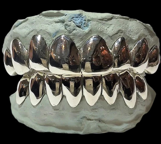 Custom Grillz, 10K Solid White Gold Custom fit REAL Perm Cut Grillz