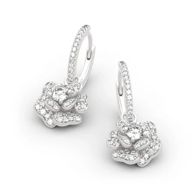 2 Ct Round Cut Lab Created Diamond 14K White Gold Plated Drop & Dangle Earrings