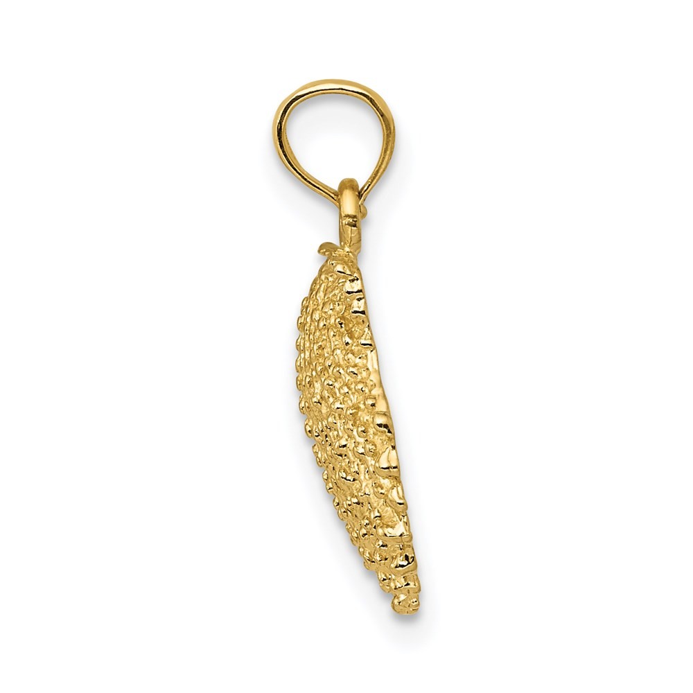 14k Yellow Gold Textured Scallop Shell Charm Pendant 0.79 Inch