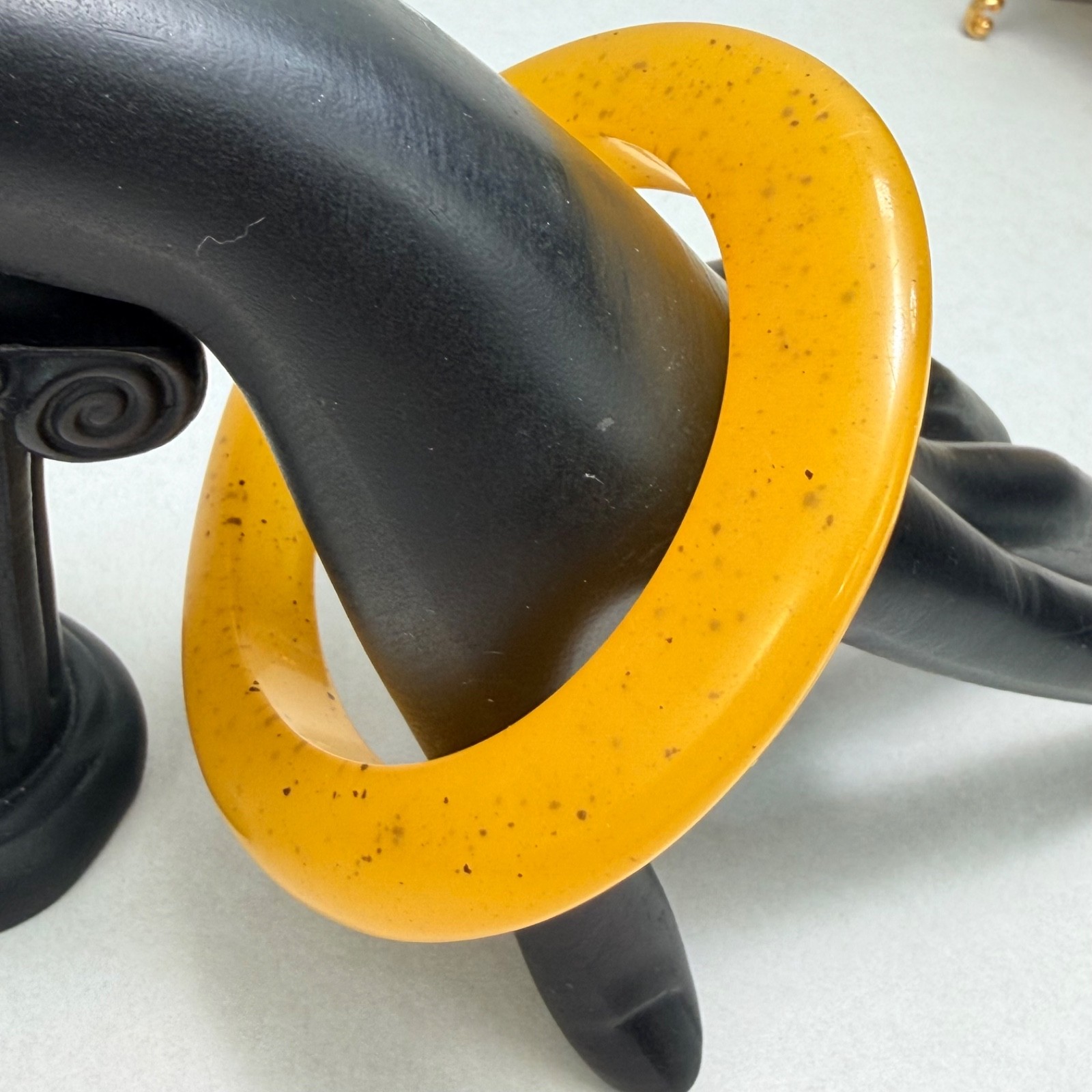 Vintage Asymmetrical Style Mustard Lucite Bangle Bracelet 8.25 In