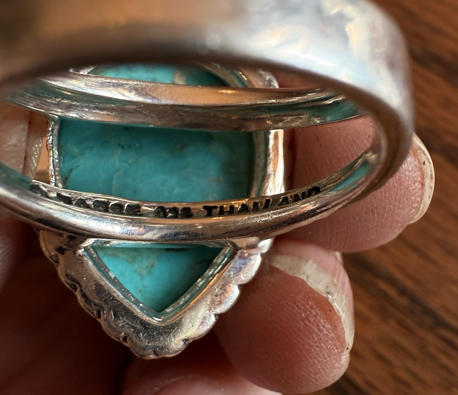 marked 925 sterling silver Barse shiny bright modern Turquoise ring Sz 9 75 New