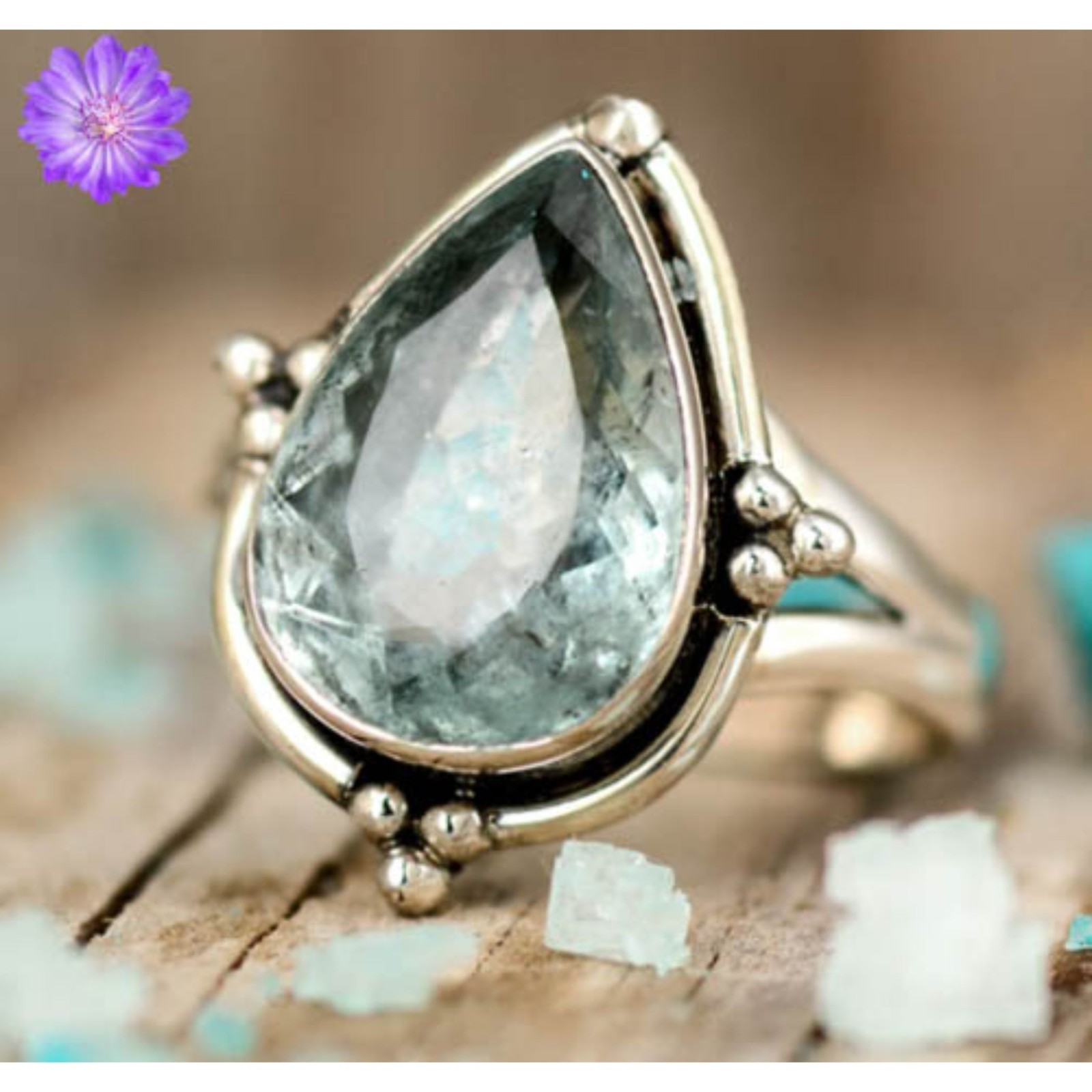 Aquamarine Gemstone 925 Sterling Silver Ring Handmade Jewelry Ring For Gift