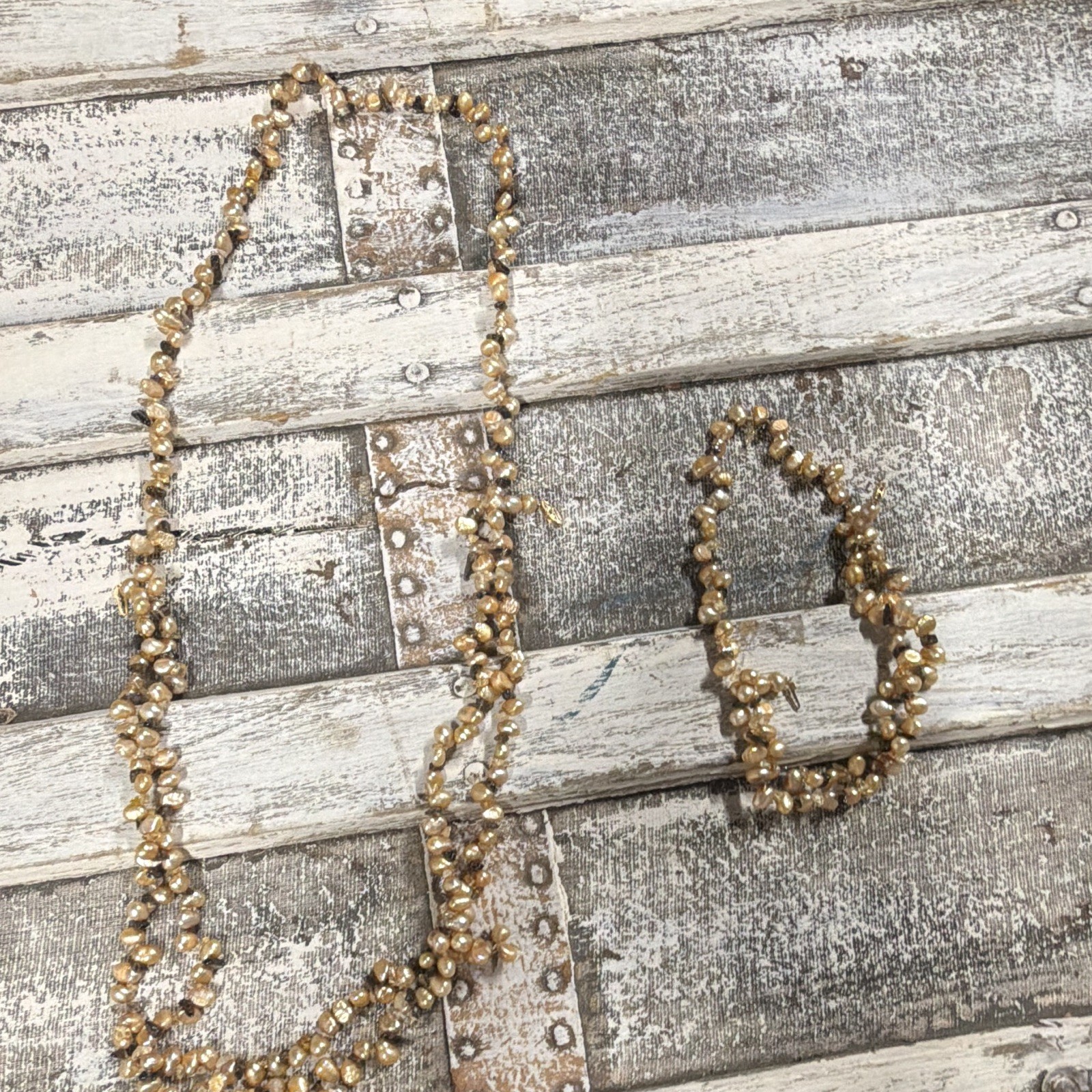 Artisan Champagne FW Pearl & Smokey Quartz Bracelet and Necklace 14K Yellow Gold