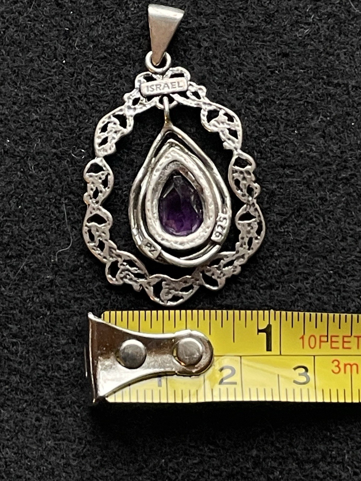 Paz Creations Sterling Silver & Amethyst Pendant Marked PZ 925