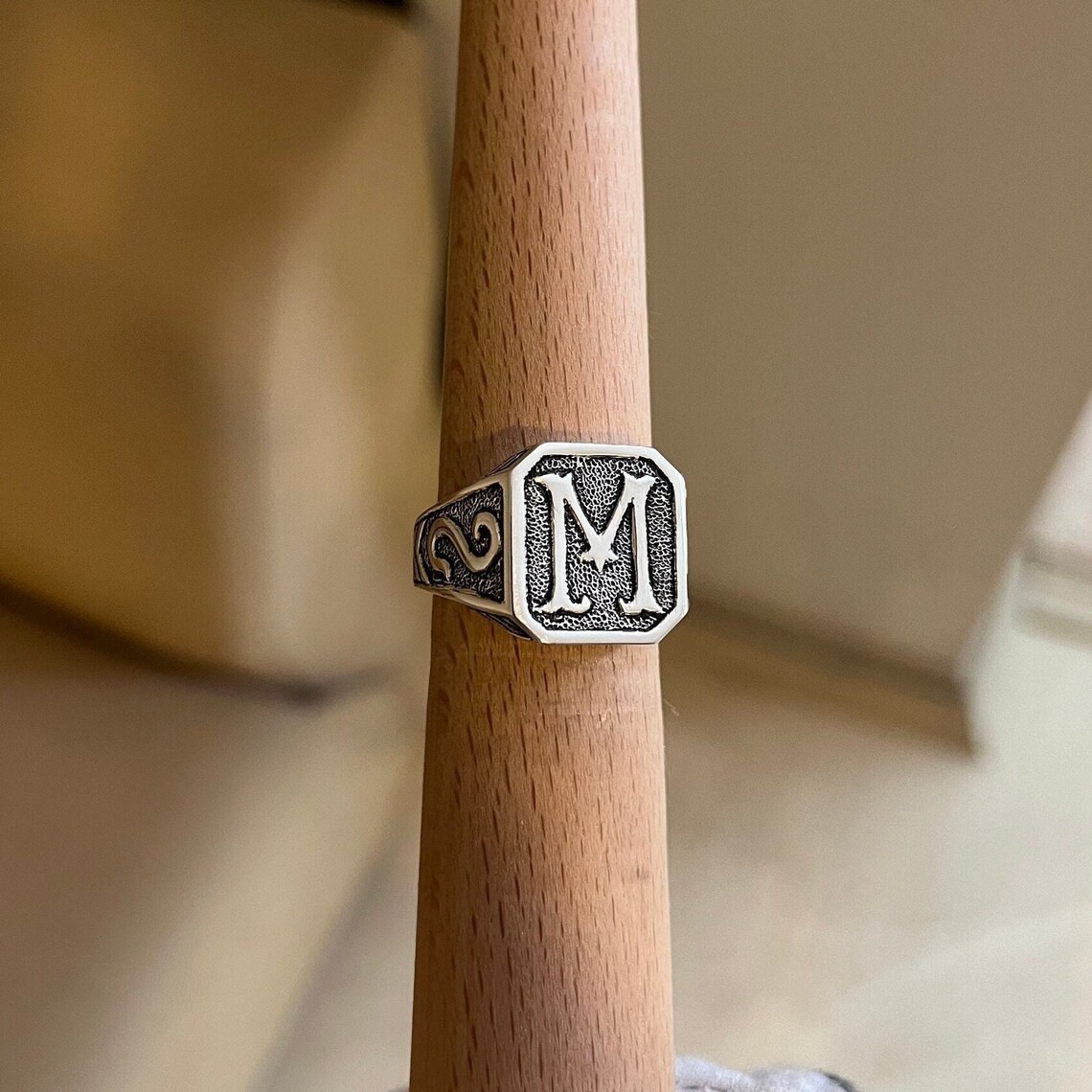 Personalized Initial Signet Ring 925 Sterling Silver Monogram Handcrafted Ring