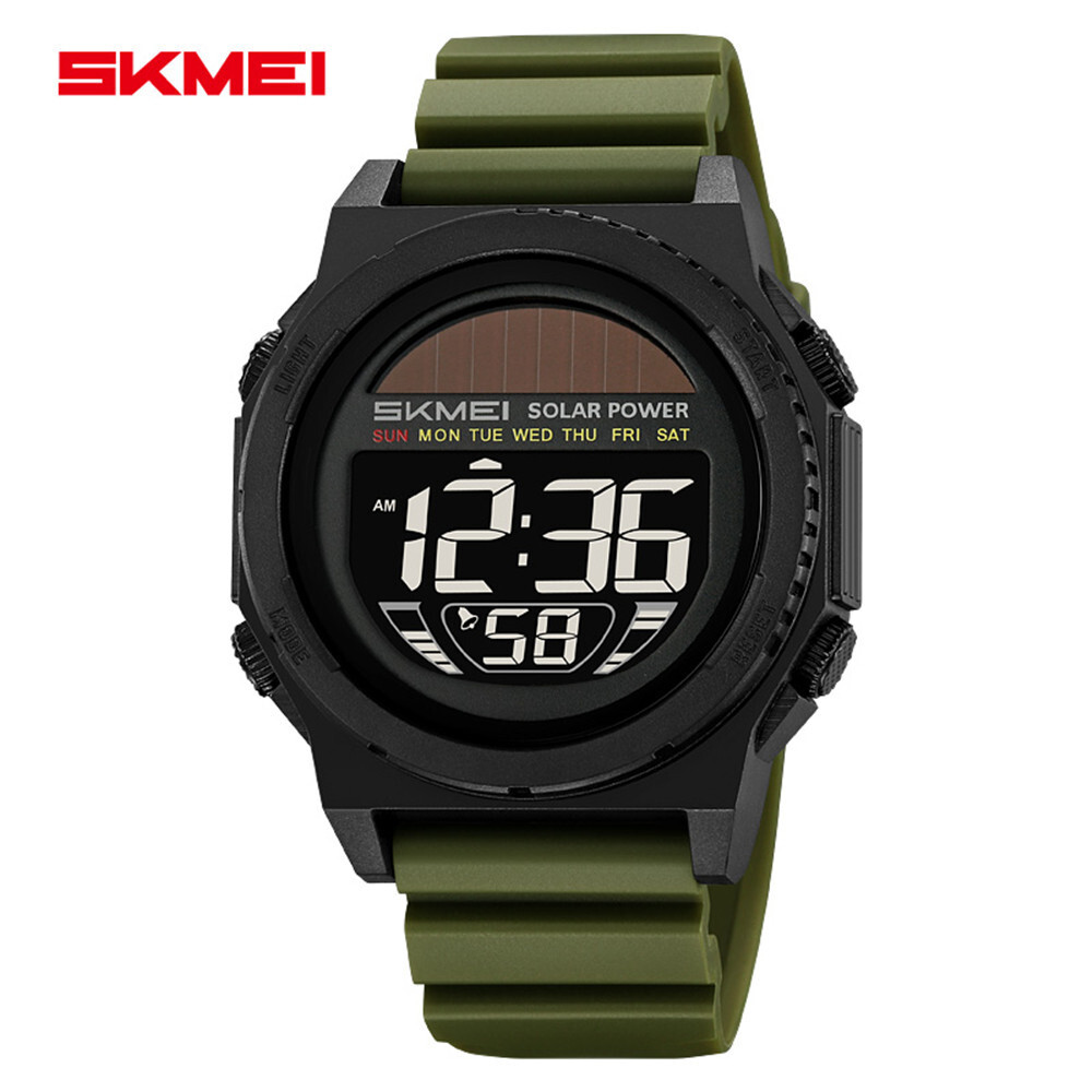 SKMEI Men Sport Watch Solar Power Wristwatch LED Boys Countdown Digital Watches