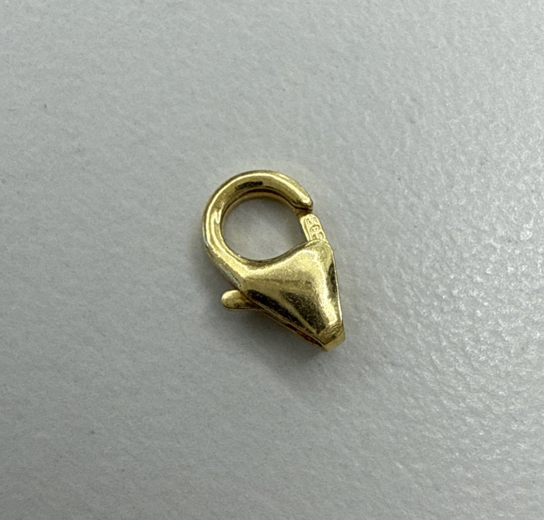 14k Yellow Gold Pear Shape Lobster Fish Lock 8mm Clasp Made In Italy