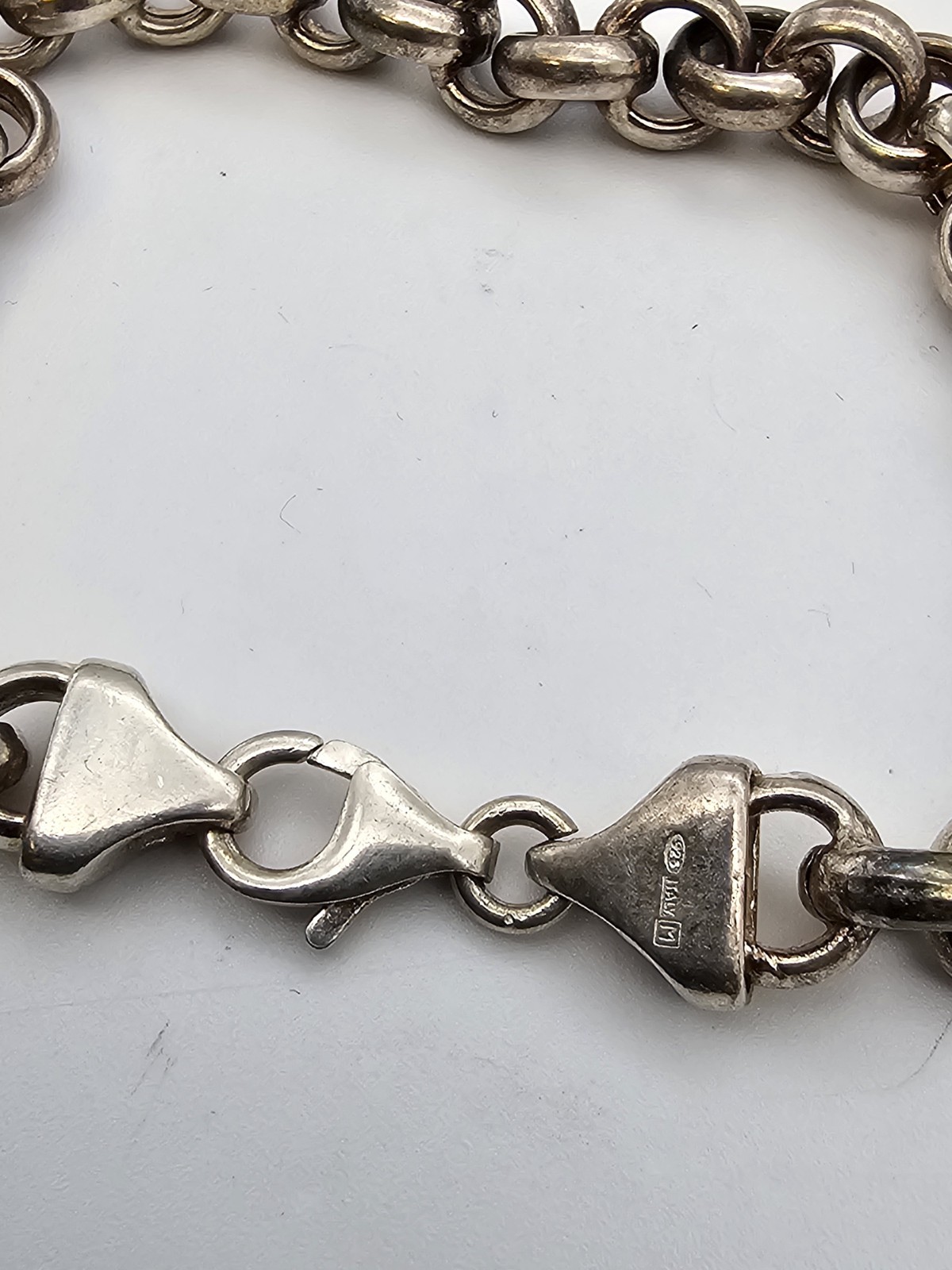 Vintage Italy 925 Sterling Silver Heavy Rolo Link Chain Bracelet – 13.94g