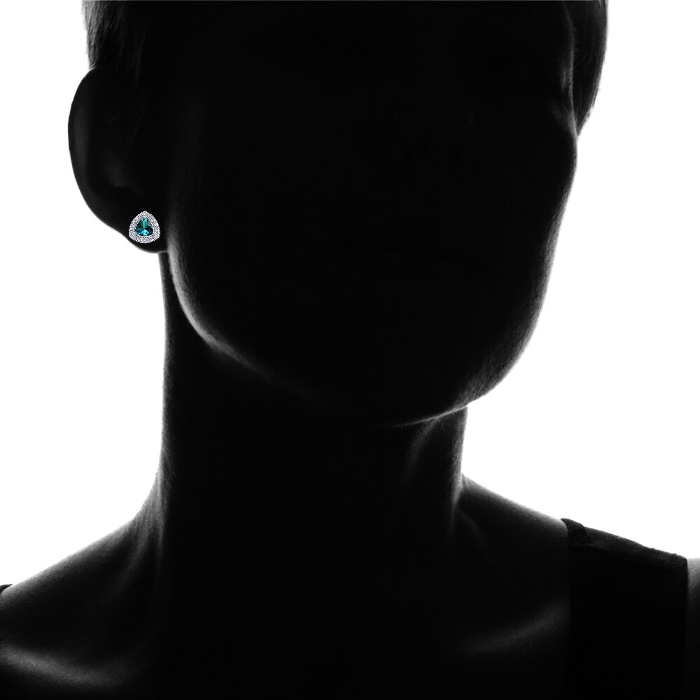 Sterling Silver London Blue Topaz & White Topaz Trillion-Cut Stud Earrings