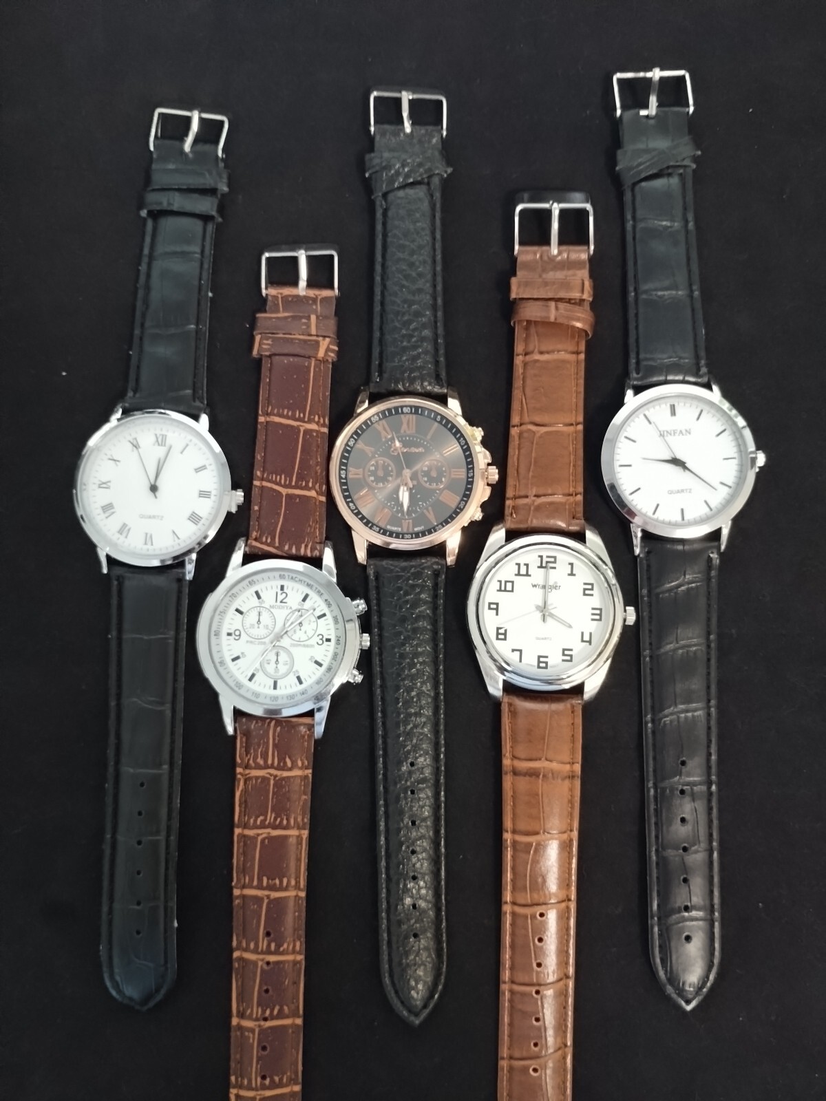 Set of 5 Brand NEW Men’s Assorted Watches. 5 FREE SPARE BATTERIES lot Deal #1046