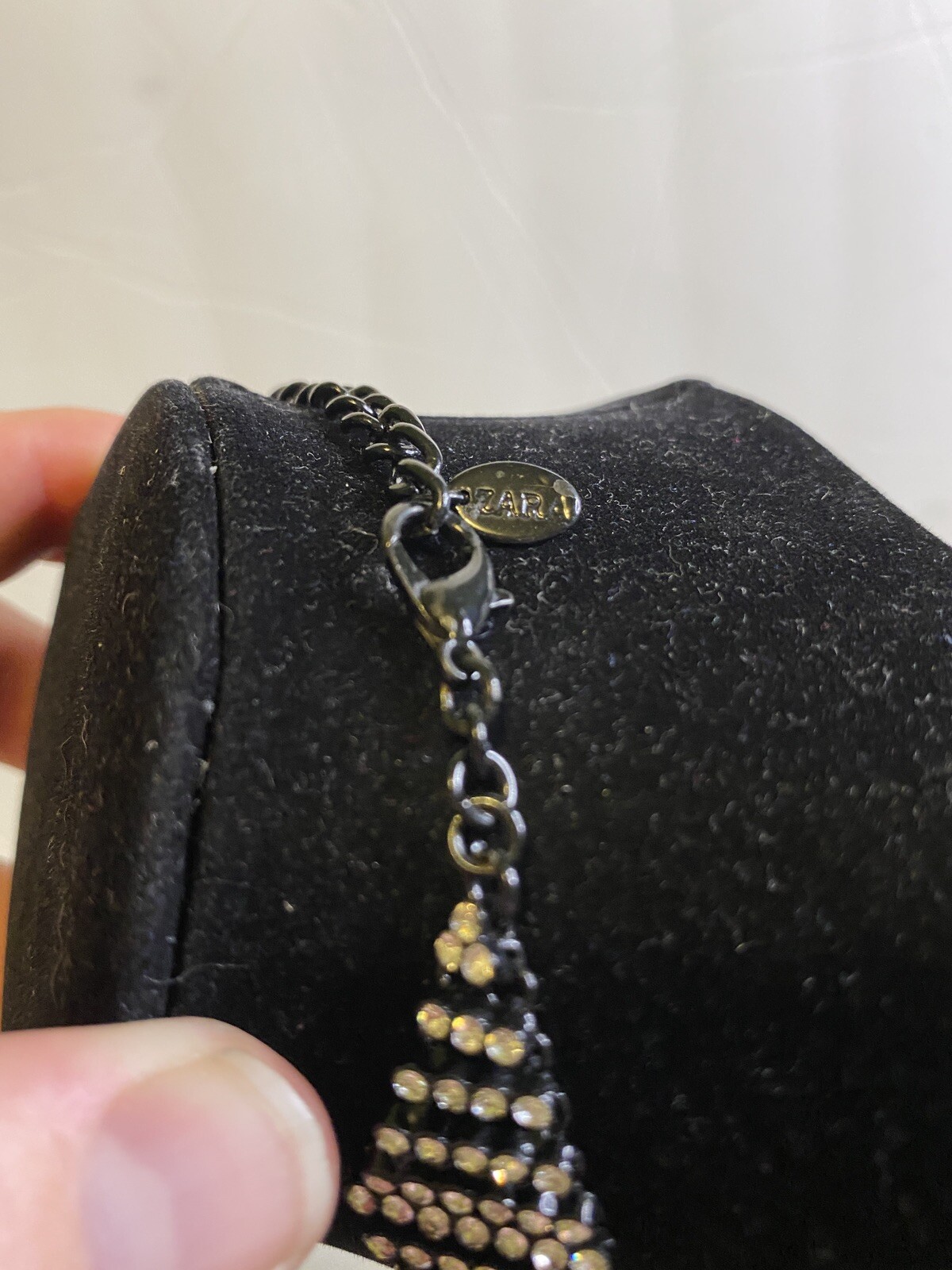 ZARA necklace diamond shape pattern rhinestone 15.5”