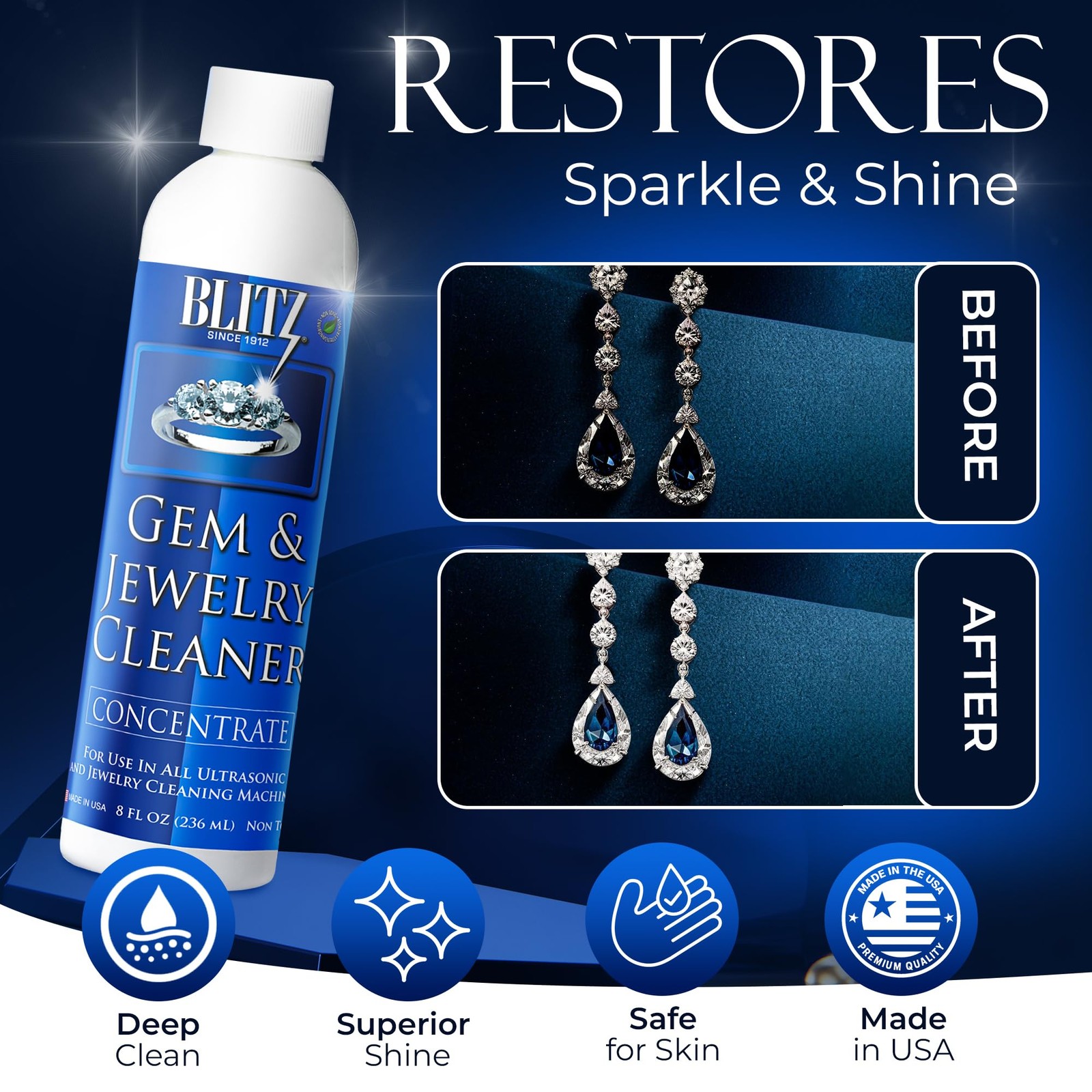 Gem & Jewelry Cleaner Concentrate for ultrasonic machines 8oz 2 Pack