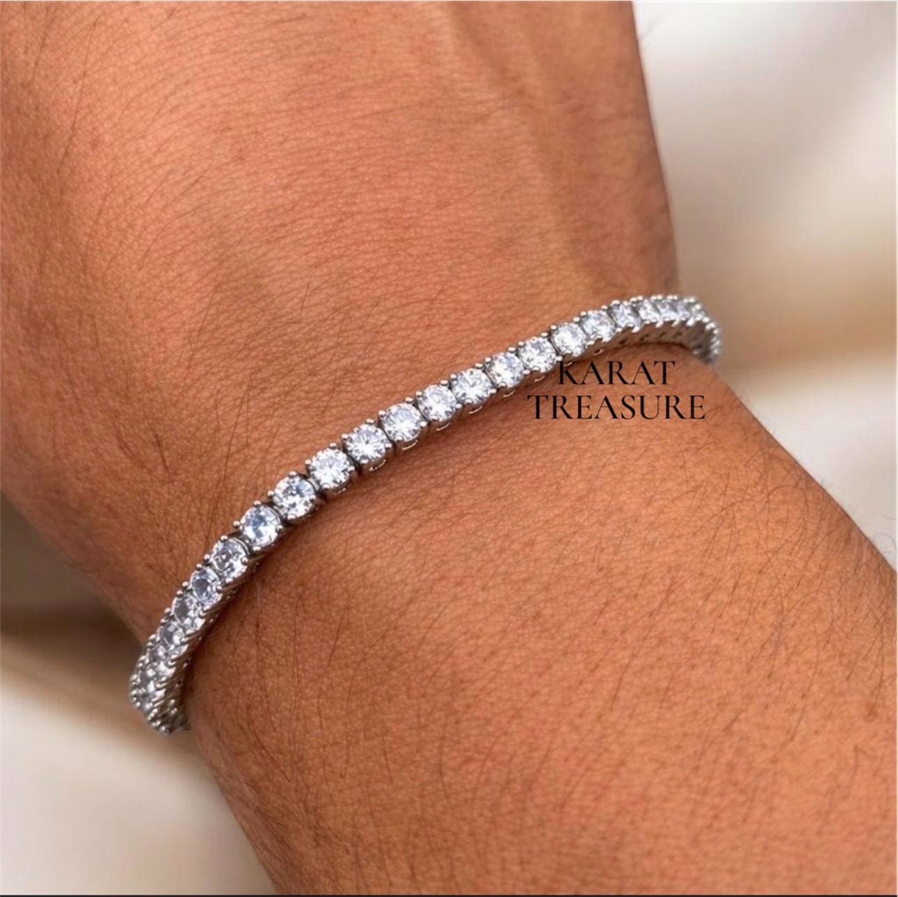 4mm VVS Moissanite S925 Mens tennis bracelet 6inch – 8.5inch GRA certified