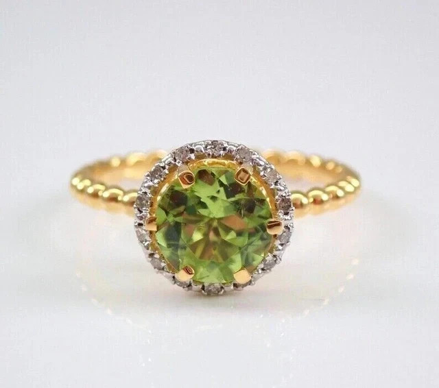 2.20Ct Round Cut Lab-Created Peridot Halo Engagement Ring 14K Yellow Gold Plated
