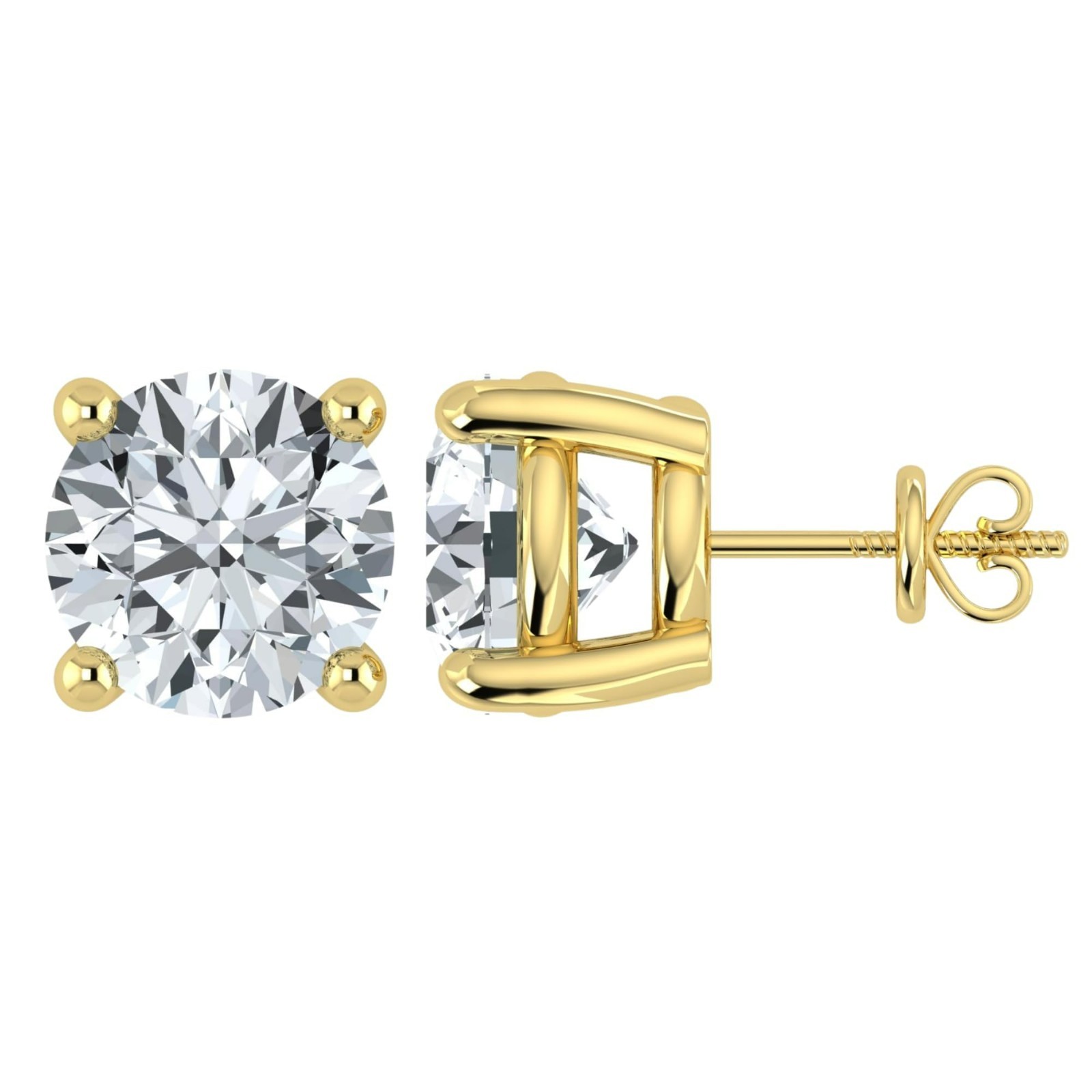 Shop QSE 0.50-5.00 Carat IGI Lab Grown Round Cut Diamond Studs 14k Gold Earrings