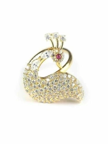 3 Ct Round Simulated Diamond Women’s Peacock Band Ring In 14k Yellow Gold Plated
