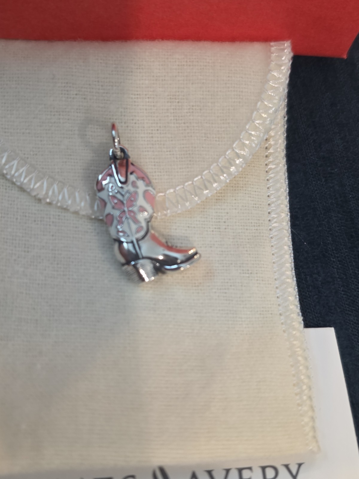 James Avery Limited Edition White & Pink Enamel Boot Charm NEW