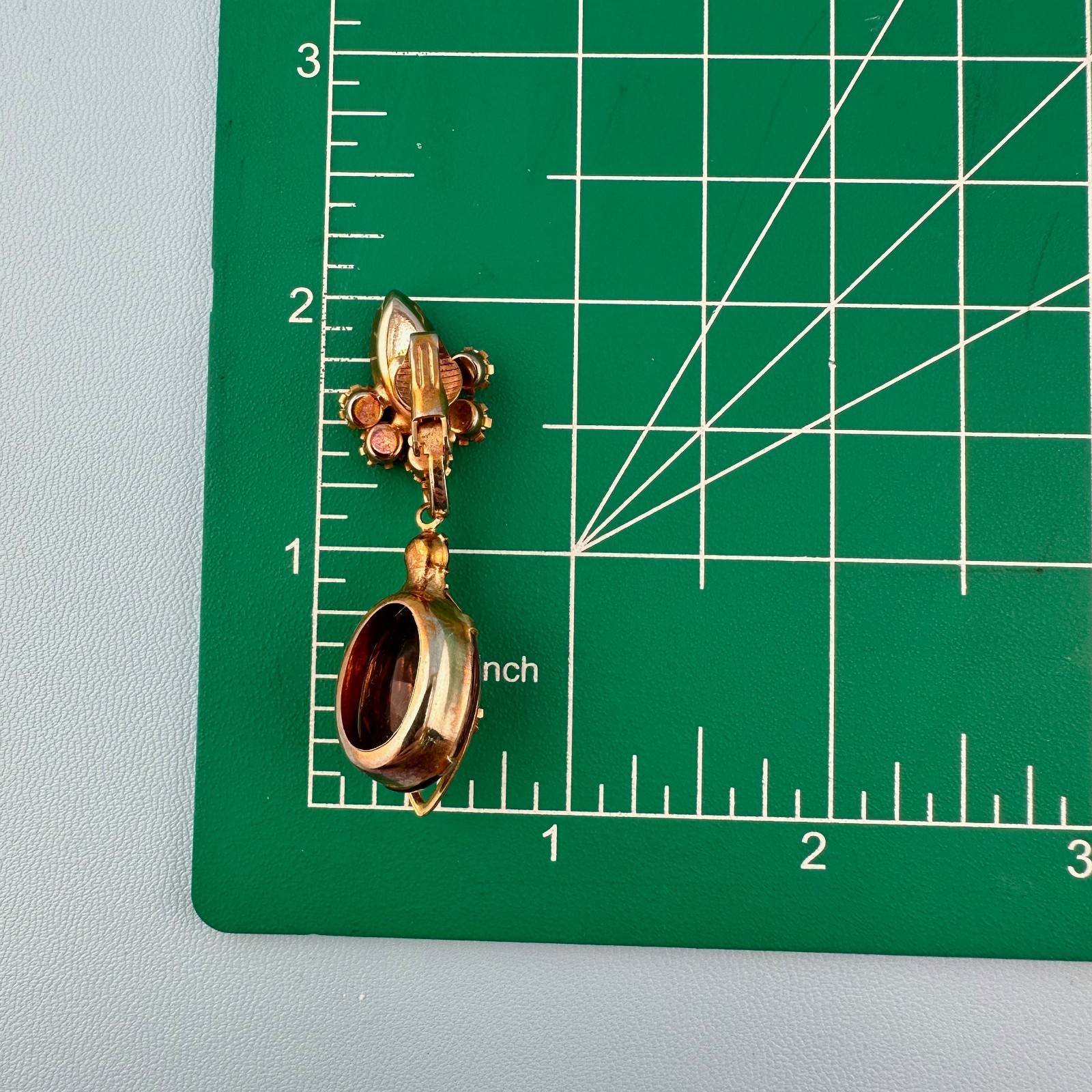 Vintage Purple Rhinestone Dangle Earrings Rose Gold Tone Clip On Prong Set