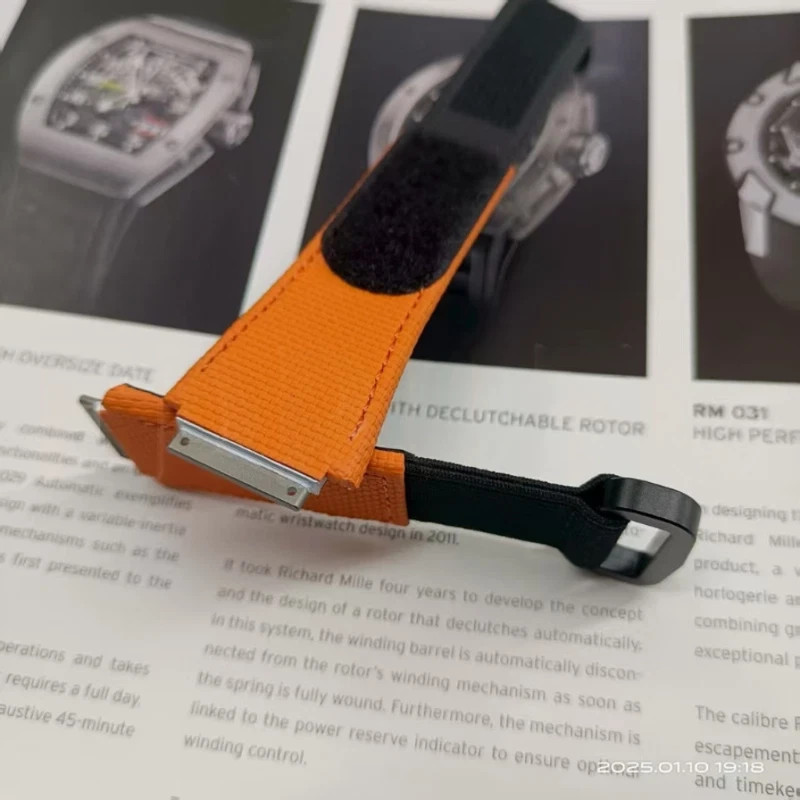 Replacement Orange Hybrid Watch Strap Fits Richard Mille RM030 035 Size Medium