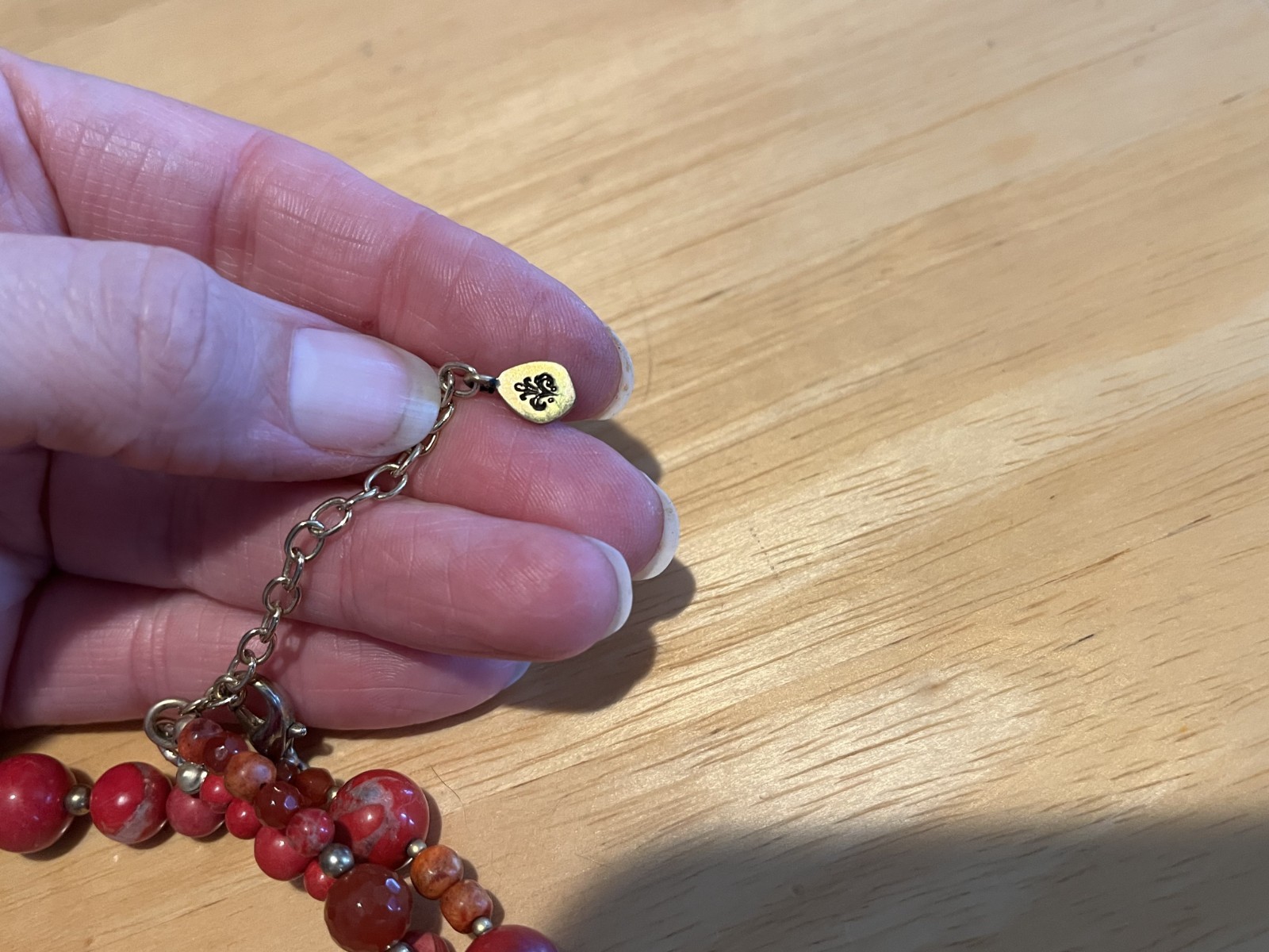 Barse Bronze Red Howlite Red Coral Adjustable 18 Inch Necklace