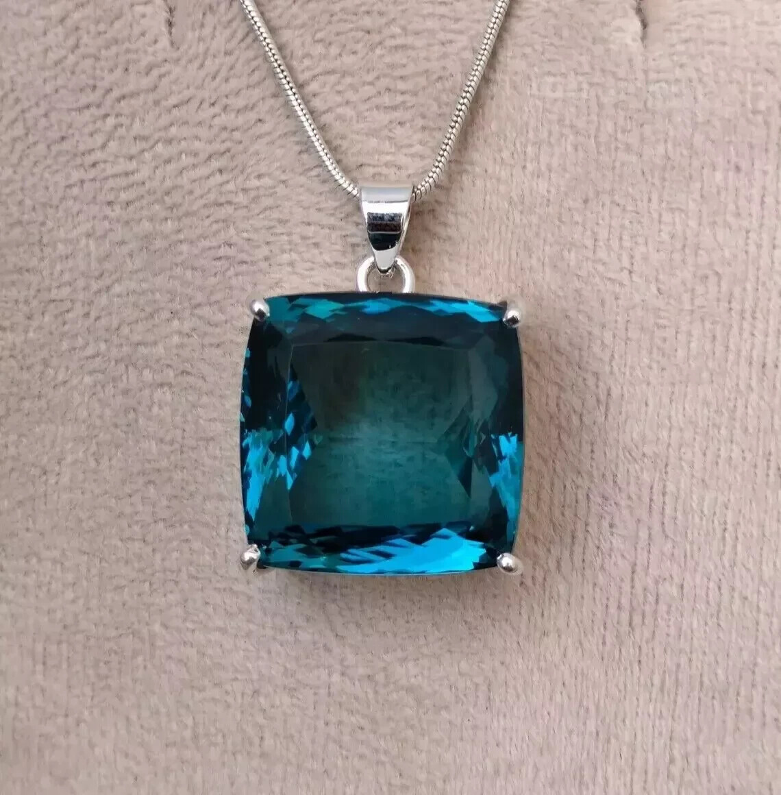 79.80 Ct London Blue Topaz Pendant Sterling Silver Pendant Gemstone Jewelry