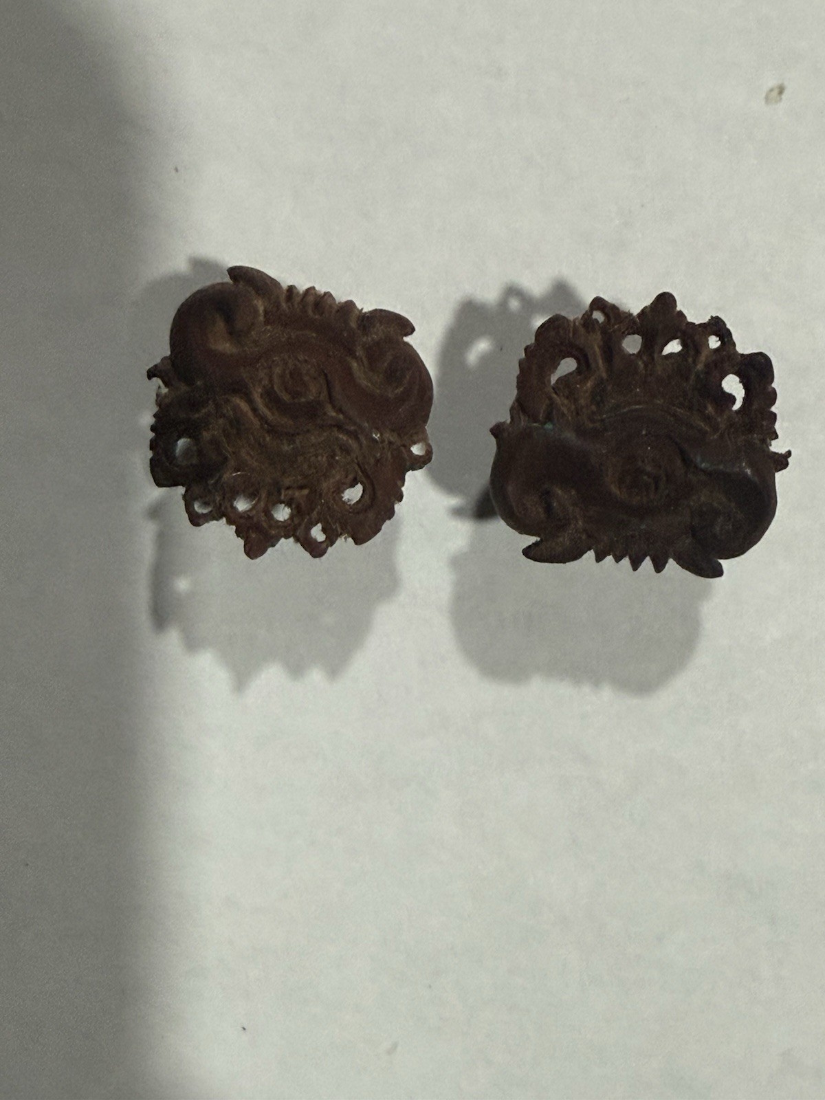 00G 10mm Hand Carved Sono Wood Dark Magic Amulet Face Organic Ear Plugs Pair
