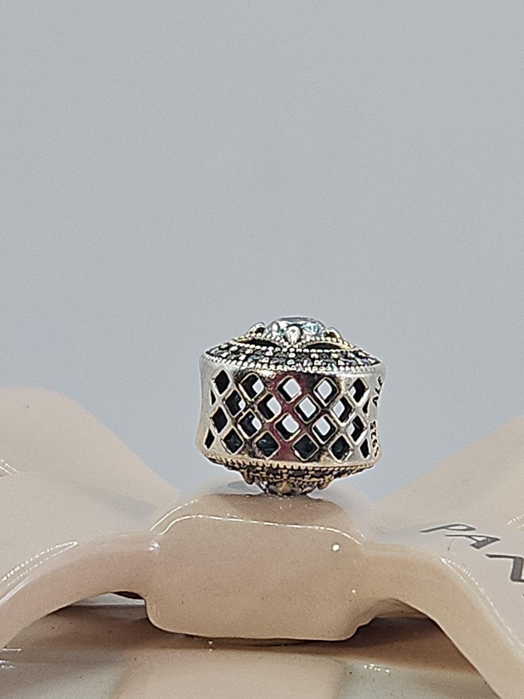 Authentic Pandora Sterling Silver VINTAGE ALLURE Clear CZ Charm #791970CZ
